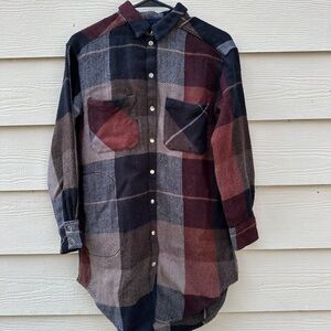Free People Street Talk Plaid Flannel Shacket Shirt Dress - XS (B17)